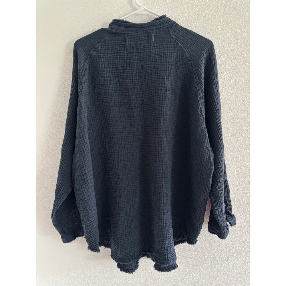 We The Free Top Womens XS Blue Gauzy Lagom Lagenlook Minimalist Boho Rustic - Picture 3 of 7